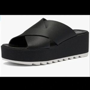 Sorel Cameron Black Flatform Sandals, 12